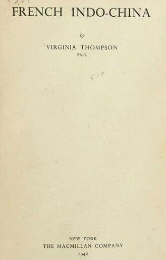 Thompson Virginia French Indo-China 1942 cover