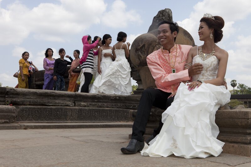Newlyweds at Angkor Wat by photographer Martin Parr