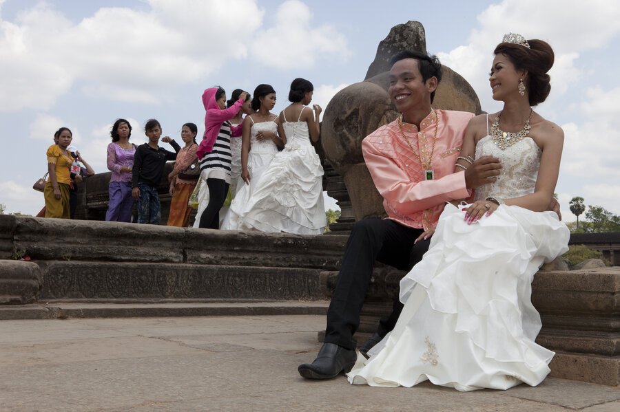 Newlyweds at Angkor Wat by photographer Martin Parr