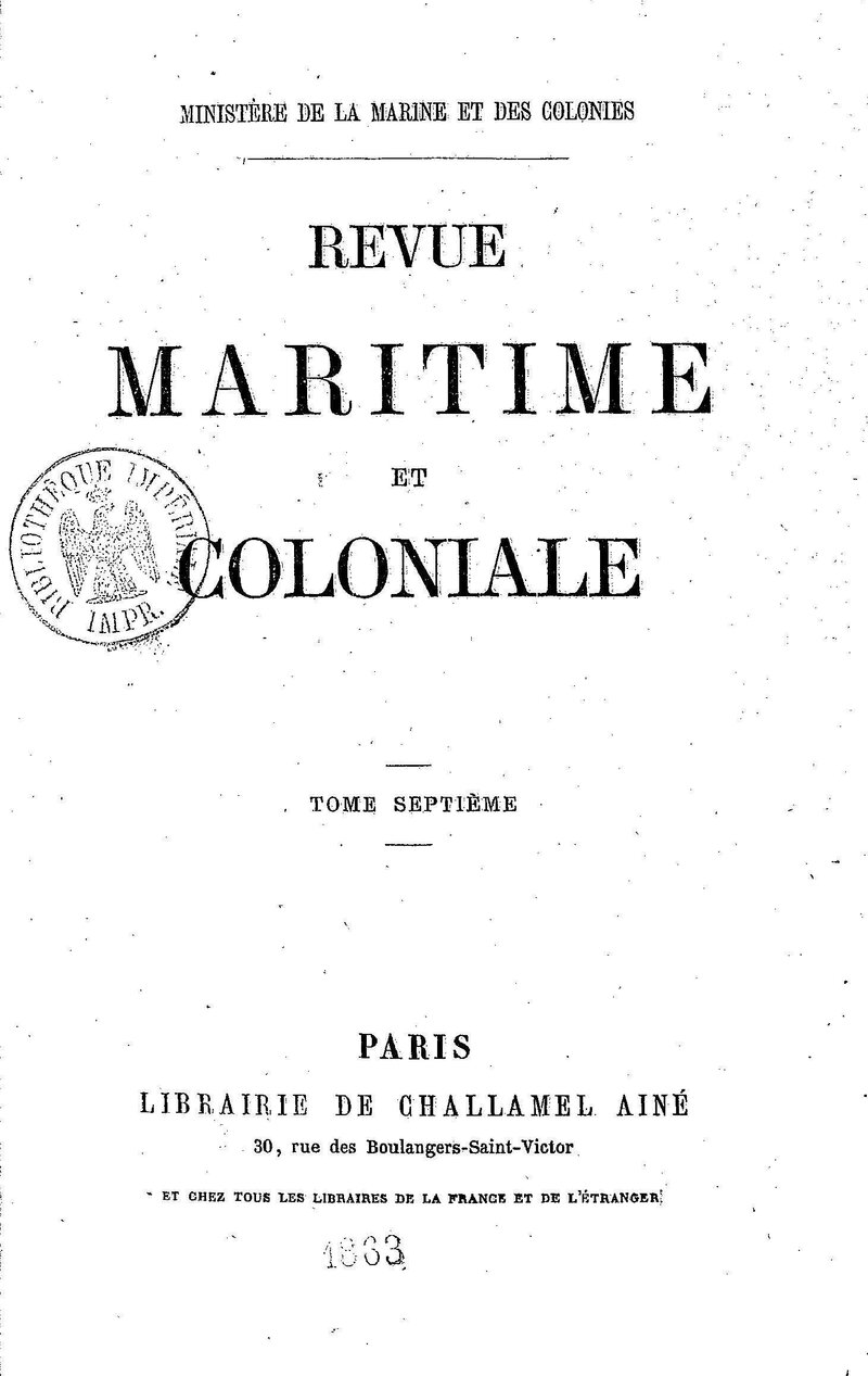 Bonard exploration grand fleuve du cambodge Revue maritime et coloniale 1863 cover