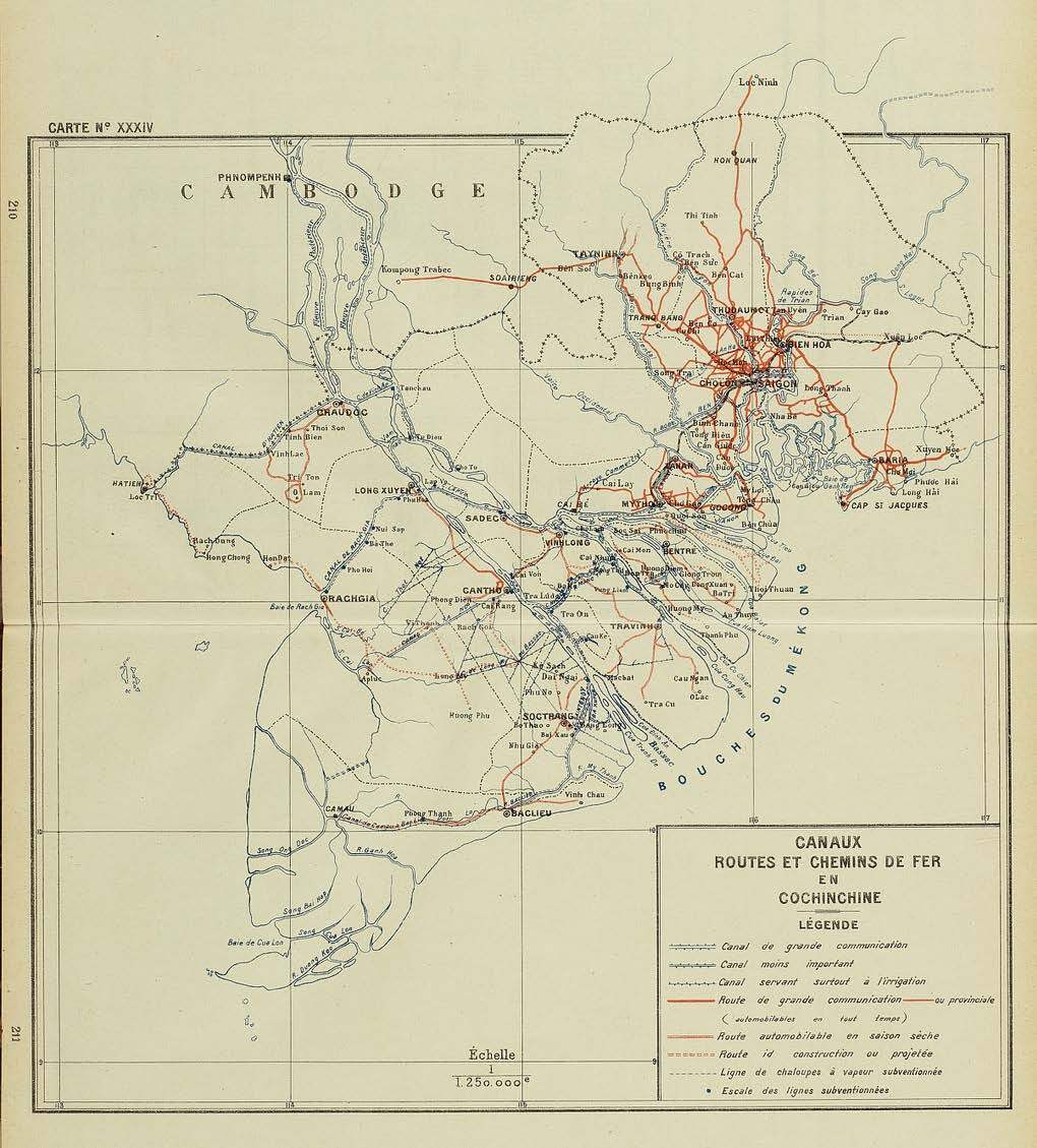 Brenier essai datlas stat de lindochine 1914 cochinchina canals roads railways map